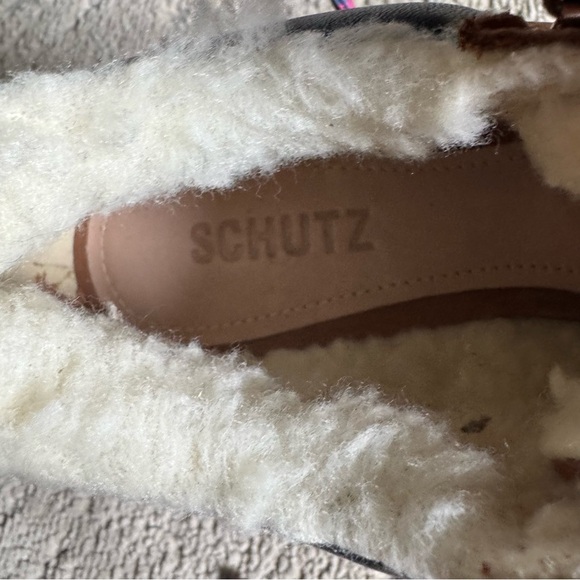 SCHUTZ Lucille tan camel Suede & shearling Bootie work boots chunky heel 6.5 NEW - Picture 2 of 12
